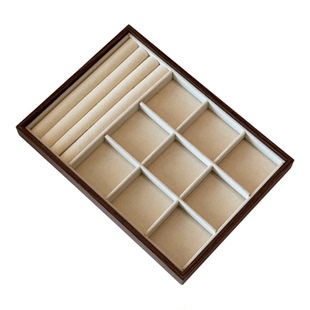 首饰托盘胡桃木绒布戒指耳钉项链饰手串陈列展示大容量饰品收纳盒