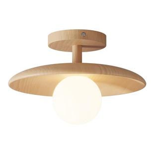 简约个性北欧原木风吸顶灯过道灯阳台灯走廊玄关灯木质日式灯具