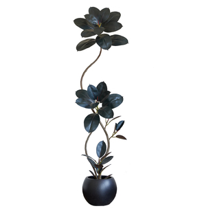 仿真绿植高端轻奢黑金刚橡皮树花叶榕室内客厅高级感落地摆件假树