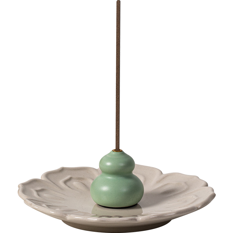 国风福禄线香炉陶瓷七彩小葫芦香插香座禅意茶台桌面香薰炉小摆件