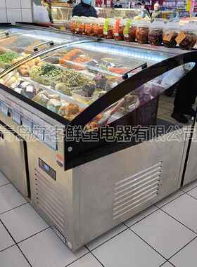 超市阶梯柜商品展示柜熟食鸭货咸菜不锈钢展示组合柜保鲜展示柜
