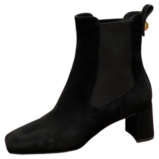 STELLA LUNA秋冬弹力套筒切西靴粗跟方头真皮瘦瘦靴女SL322110