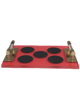 创意手提式方形水晶托盘家居摆件