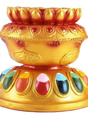 藏式彩绘占巴拉幡底座招财箭座子锡杖树脂彩绘手摇十字形底座摆件