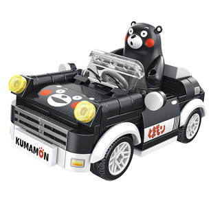 inbrixx积乎正版熊本熊联名款男女孩拼装积木车潮玩摆件公仔礼物