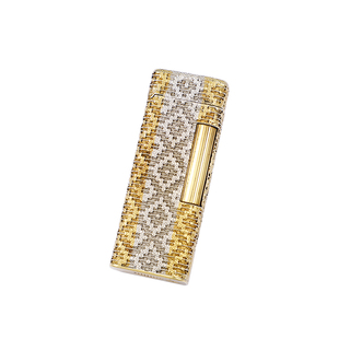 罕见登喜路Royking18K金编织纹收藏送礼气体搓轮打火机