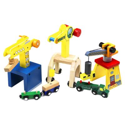 吊车吊机木制火车轨道升降机早教