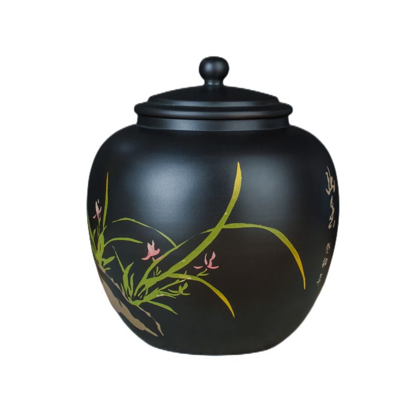 建水紫陶茶叶罐陶瓷家用密封罐储存普洱茶缸中式防潮高档醒茶罐小