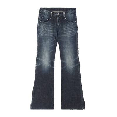 黑蓝色517版型低腰牛仔微喇裤