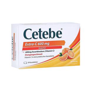 欧洲直邮德国药房 Cetebe高剂量维生素C 600mg咀嚼片 30粒/盒 12+