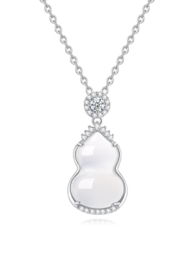 纯银新中式白玉髓葫芦项链女