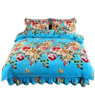 8.5斤加厚保暖金貂绒四件套冬季貂狐绒加绒法兰绒珊瑚绒四件套