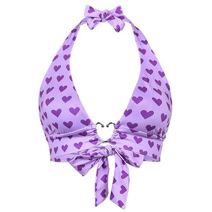 Printed Halter Strap Casual Sling印花挂脖绑带休闲修身吊带女