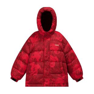 左西童装男童红色羽绒服冬季拜年服加厚2025新款儿童三防连帽外套