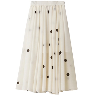 SNIDEL秋冬气质甜美高腰不规则波点百褶半身裙SWFS234053