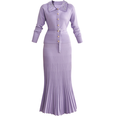 名媛针织毛衣套装裙气质开衫裙子