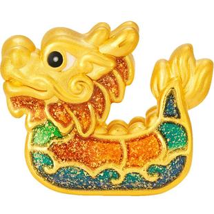 明牌珠宝硬金龙舟串珠 黄金生肖龙手串足金端午龙船转运珠AFP0814