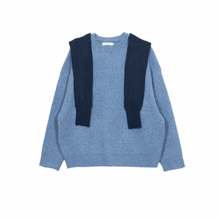 Hualun老钱风毛衣男生带帽羊毛上衣男款冬季厚款外搭假两件针织衫