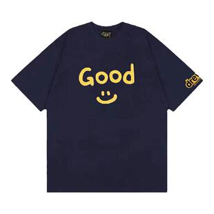 Drew美式潮牌笑脸字母宽松短袖男女情侣纯棉情侣休闲打底半袖T恤