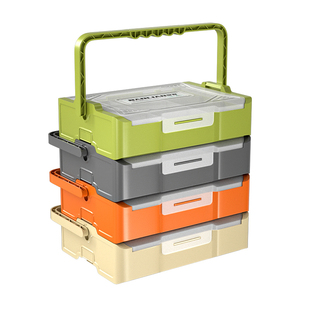 多功能收纳盒工具箱分类可堆叠手提五金零件加厚耐用组合式美术箱