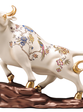 气势如虹牛气冲天牛摆件客厅高端