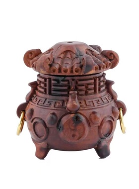玄灵阁雷击枣木太极八卦香插摆件