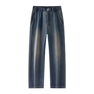 班尼路SK复古做旧宽松直筒牛仔裤男士2026新款夏季休闲阔腿裤子YS