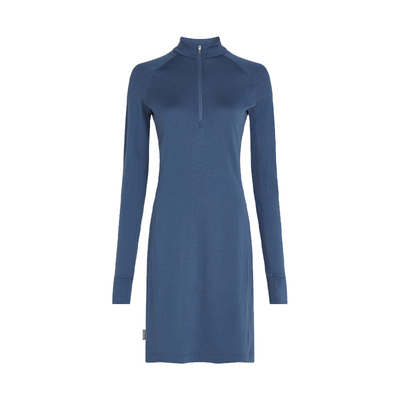 icebreaker长袖半拉链连衣裙宽松