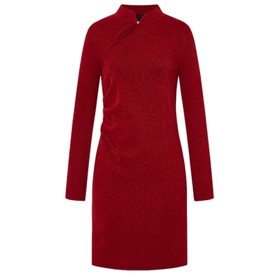 MOCO连衣裙新中式天鹅绒捏褶