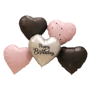 心形气球桌飘立柱支架生日装饰场景布置爱心粉色黑色气球桌面装扮