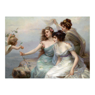 比森美惠三女神人物唯美INS风喷绘油画布画芯欧式玄关客厅装饰画