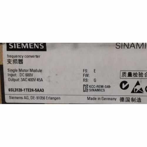 议价西门子6SL3120-1TE24-5AA3 S120 单电机模块6SL31201TE245AA3