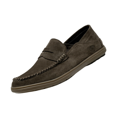 枫叶男鞋复古皮鞋一脚蹬豆豆鞋男