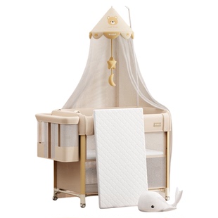 ULOP优乐博婴儿床可移动拼接大床一键折叠宝宝床带床垫新生儿礼物