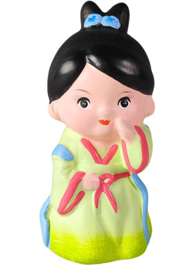 泥人张汉服娃娃小仕女桌面摆件