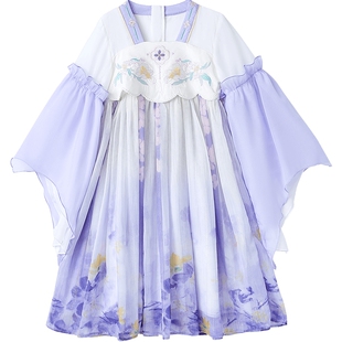 笛莎旗舰店童装女童连衣裙春装新款大童儿童古装国风汉服裙子春秋