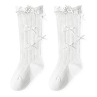 嫚熙婴儿长筒袜宝宝夏季防蚊袜子不勒腿公主蝴蝶结女童过膝袜春秋