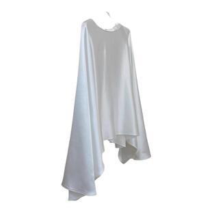 SHEDO|日本三醋酸真丝包边一片式光泽感上衣巨显瘦静奢极简喇叭袖