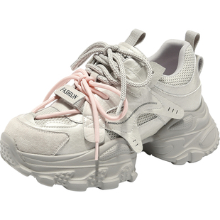 9cm小个子内增高老爹鞋女款2025新款百搭厚底运动加绒保暖休闲鞋