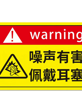 注意防尘粉尘警示牌工厂车间必须戴防尘口罩护耳器温馨提示牌噪声有害警告标志注意通风贴纸安全标识牌子定制