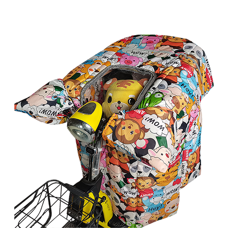 亲子款电动瓶车挡风被秋冬季加绒加厚防水儿童可视防风罩防寒保暖