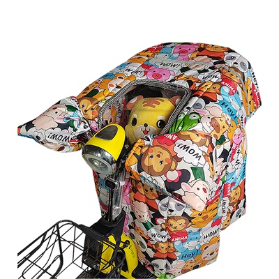 亲子款电动瓶车挡风被秋冬季加绒加厚防水儿童可视防风罩防寒保暖