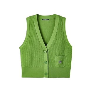 U/TI联名款浅绿色针织背心马甲女叠穿潮无袖上衣尤缇时尚春季新款