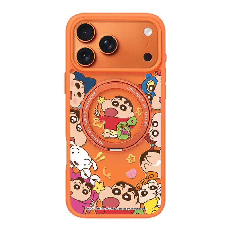 MASFEIL × 圈圈小新适用苹果17promax手机壳iPhone17pro新款带支架ip17全包Fo5磁吸支点超薄高级感保护套
