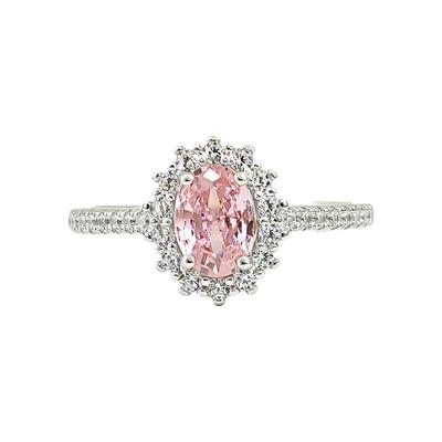 小众温柔帕帕拉恰莲花粉钻戒指