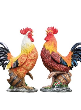仿真公鸡母鸡落地摆件