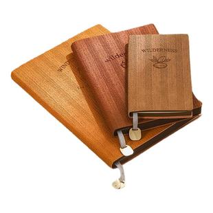 文创艺 质感仿木条纹B5/A5横线笔记本本子定制可印logo复古皮质高颜值记事本商务办公会议记录工作安排日记本