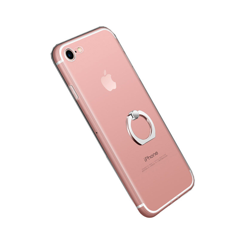 适用于苹果iphone7手机壳透明硅胶8plus带指环扣一体支架防摔软套
