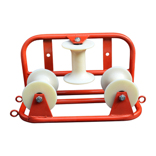 电力电缆放线滑轮地缆直跑三联铝轮井口管口桥架平板坐挂尼龙滑车