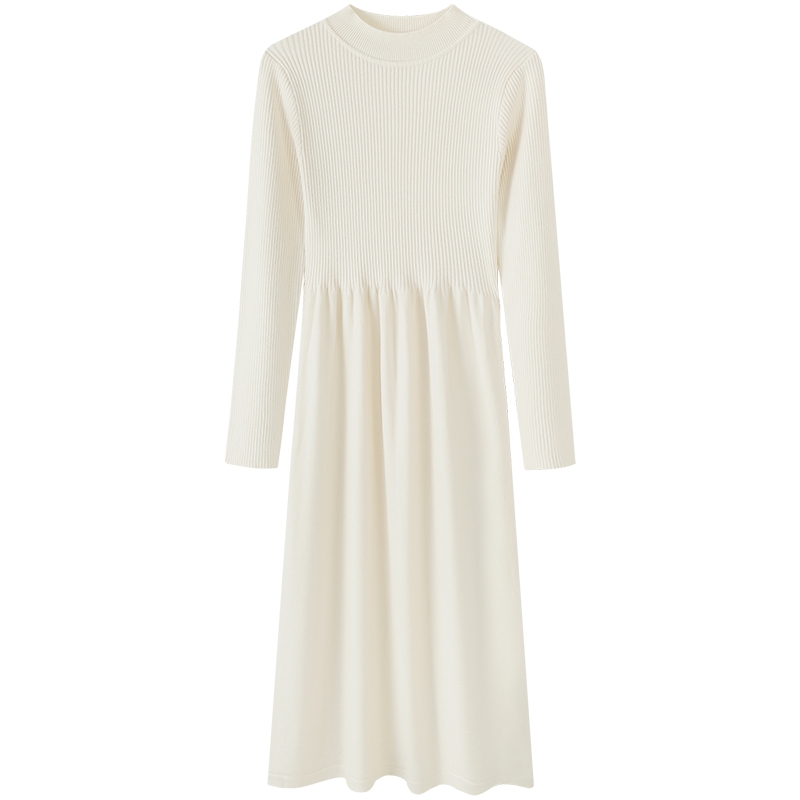 慕兔配大衣长袖针织连衣裙女秋季2025新款高级感内搭毛衣打底长裙